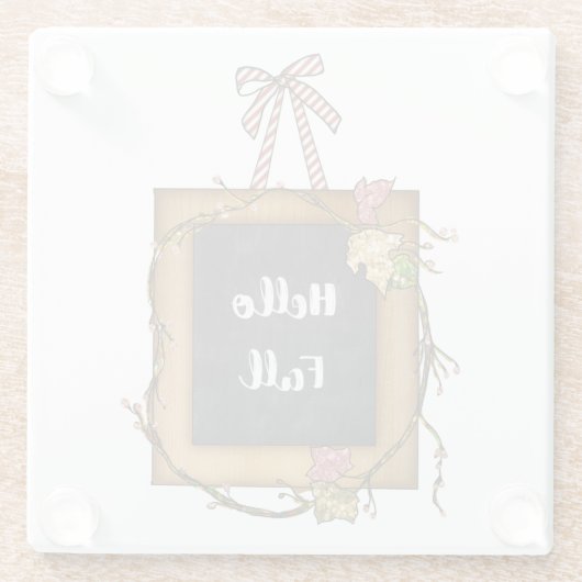 HELLO FALL PLAQUE IN HERBSTFARBEN GLASUNTERSETZER (Rückseite)