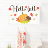 Hello Fall Pumpkin and Mushrooms Autumn  Banner (Insitu)