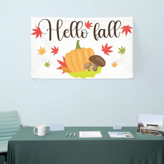 Hello Fall Pumpkin and Mushrooms Autumn  Banner (Messeveranstaltung)