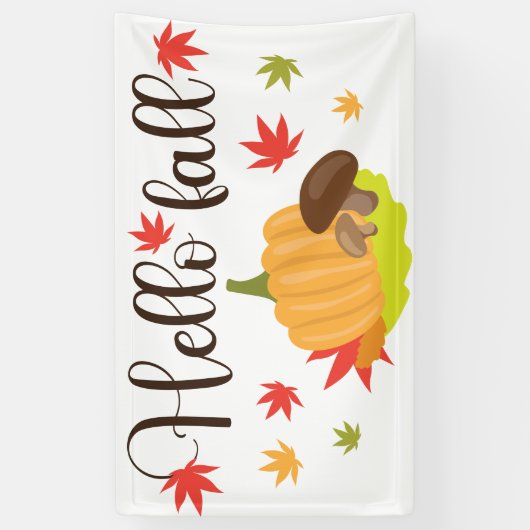 Hello Fall Pumpkin and Mushrooms Autumn Banner (Vertikal)