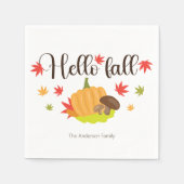 Hello Fall Pumpkin and Mushrooms Autumn  Serviette (Vorderseite)