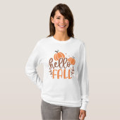 Hello Fall Pumpkin & Blätter Einfaches Herbst T-Shirt (Vorne ganz)