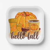 Hello Fall Pumpkin & Boots Paper Plate Pappteller (Vorderseite)