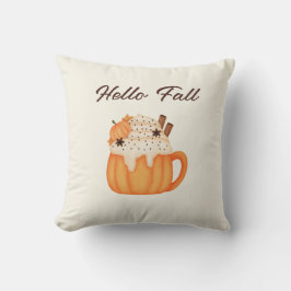 Hello Fall Pumpkin Farmhouse Watercolor Kissen