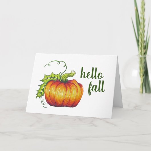 "Hello Fall" Pumpkin Grußkarte Karte (Vorderseite)