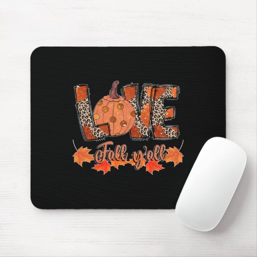 Hello Fall Pumpkin Liebe Fall Y_all Leopard Peace  Mousepad (Mit Mouse)