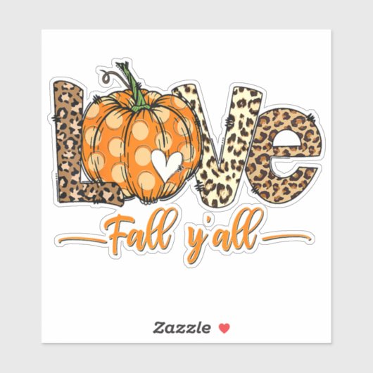 Hello Fall Pumpkin Liebe Fall Y'All Leopard Liebe Aufkleber (Blatt)