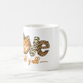 Hello Fall Pumpkin Liebe Fall Y'All Leopard Liebe Kaffeetasse (VorderseiteRechts)