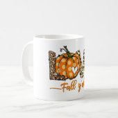 Hello Fall Pumpkin Liebe Fall Y'All Leopard Liebe Kaffeetasse (Vorderseite Links)