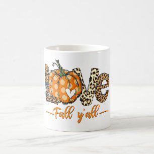 Hello Fall Pumpkin Liebe Fall Y'All Leopard Liebe Kaffeetasse