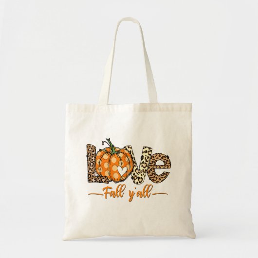 Hello Fall Pumpkin Liebe Fall Y'All Leopard Liebe Tragetasche (Vorne)