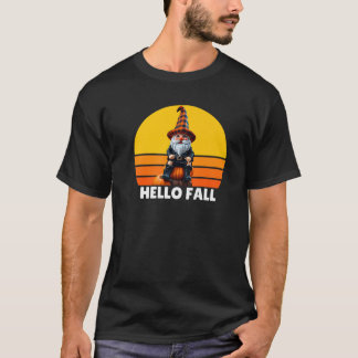 Hello Fall Pumpkin Plaid Truck Gnomes For Hallowee T-Shirt