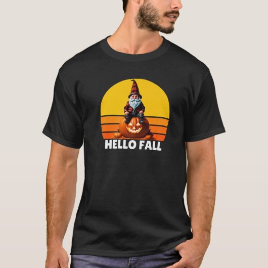 Hello Fall Pumpkin Plaid Truck Gnomes For Hallowee T-Shirt (Vorderseite)
