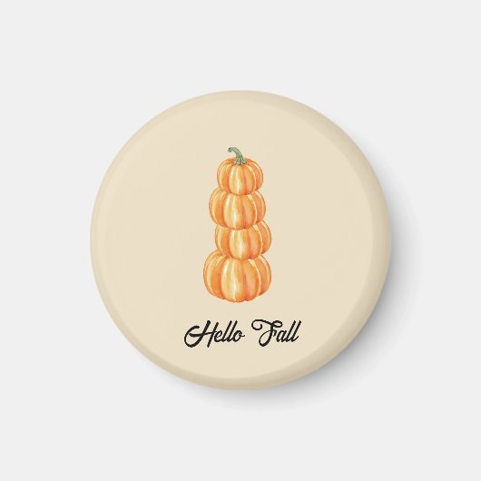 Hello Fall Pumpkin Stack Autumn Beige Magnet (Vorne)