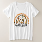 Hello Fall Pumpkin Trendy Große Größe T-Shirt (Design vorne)