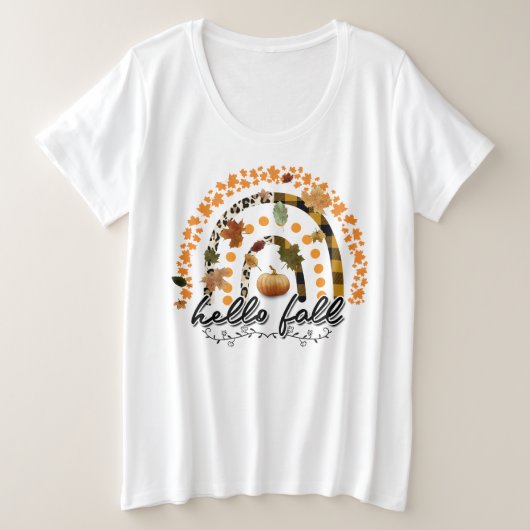 Hello Fall Pumpkin Trendy Große Größe T-Shirt (Design vorne)