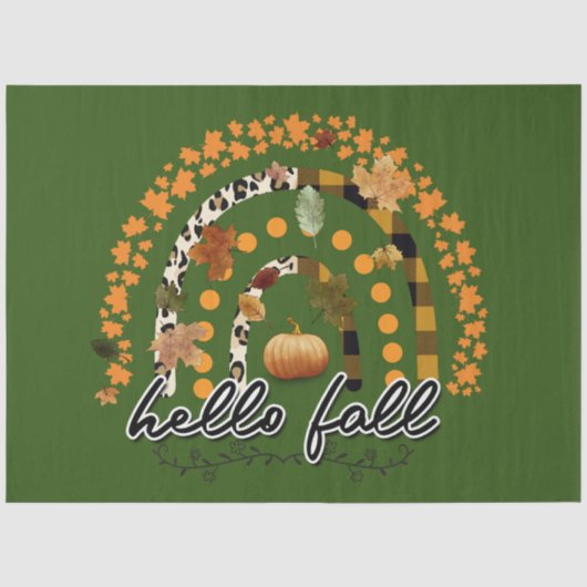 Hello Fall Pumpkin Trendy Seidenpapier (Vorderseite)