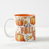 "Hello Fall" Pumpkins und Blätter Keramik Tasse (Links)