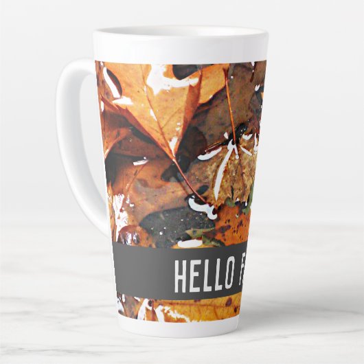 Hello Fall Rainy Blätter Milchtasse (Linke Ecke)