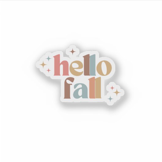 Hello Fall Retro Typografie Aufkleber (Vorderseite)