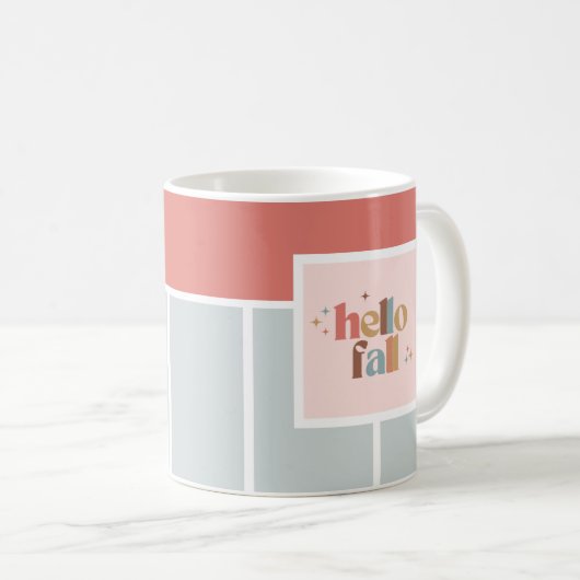 Hello Fall Retro Typografie Striped Kaffeetasse (VorderseiteRechts)
