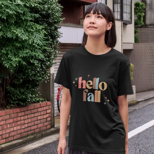 Hello Fall Retro Typografie T-Shirt