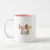Hello Fall Retro Typografie Zweifarbige Tasse (Links)