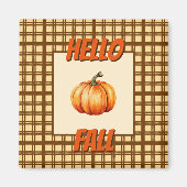 Hello Fall Rustic Kariert Pumpkin Saison Magnet (Vorne)
