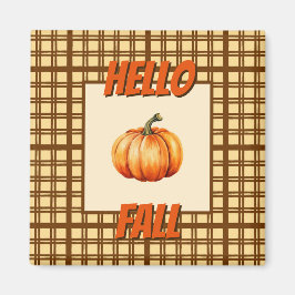 Hello Fall Rustic Kariert Pumpkin Saison Magnet