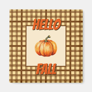 Hello Fall Rustic Kariert Pumpkin Saison Magnet