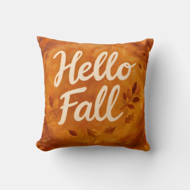Hello Fall Script | Elegantes Herbstwirbelkissen Kissen (Vorderseite)