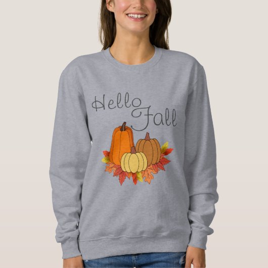 Hello Fall Sweatshirt - Bearbeitbarer Text (Vorderseite)