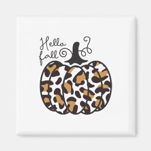 Hello Fall Theme Cheetah Pumpkin Leopard Women T-S Magnet