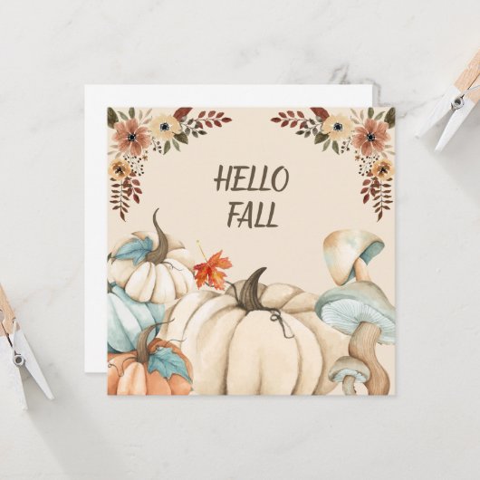 Hello Fall Wassercolor Pumpkins und Blume Karte (Vorderseite/Rückseite Beispiel)