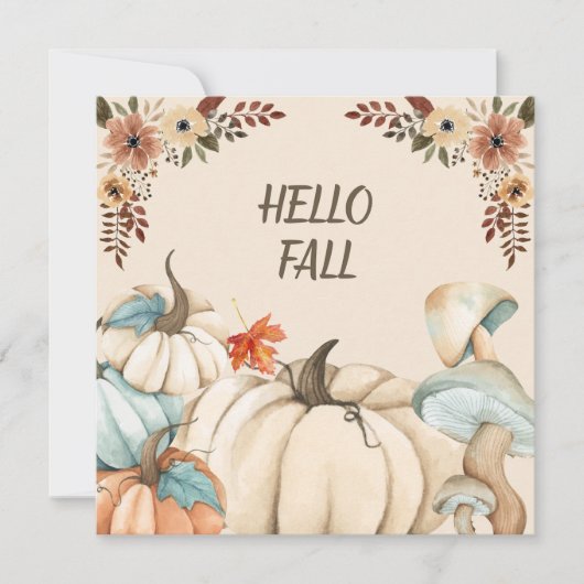 Hello Fall Wassercolor Pumpkins und Blume Karte (Vorderseite)