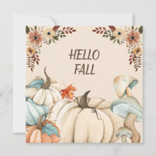 Hello Fall Wassercolor Pumpkins und Blume Karte
