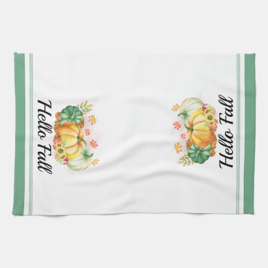 Hello Fall Watercolor Pumpkins Erntedank Geschirrtuch (Horizontal)