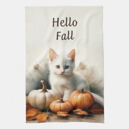 Hello Fall White Kitten Küchentücher (Vertikal)