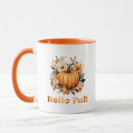 Hello Fall Wildblumen und Blätter Tasse