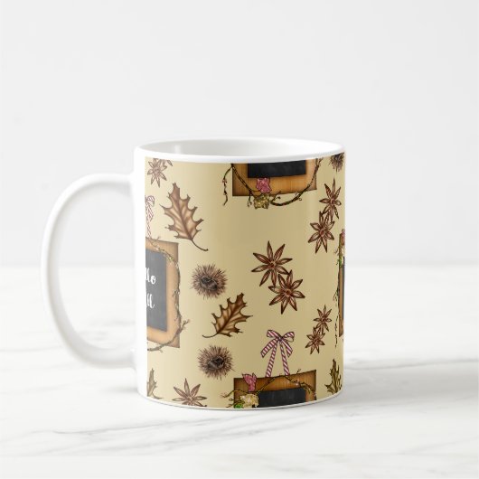 Hello Fall with Autumn Leaves Kaffeetasse (Links)