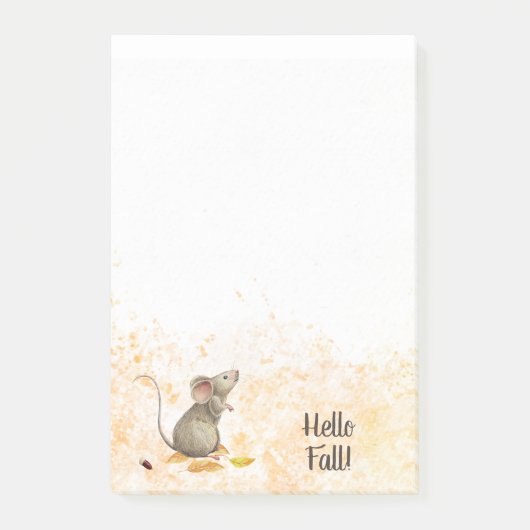 Hello Fall Woodland Mouse Post-it Klebezettel (Vorderseite)