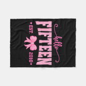 Hello Fifteen Est 2010 Coquette Bow 15th Birthday  Fleecedecke (Vorderseite (Horizontal))