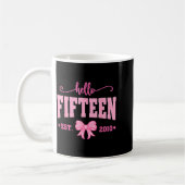 Hello Fifteen Est 2010 Coquette Bow 15th Birthday  Kaffeetasse (Links)