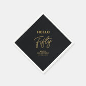 Hello Fifty | Black & Gold 50th Birthday Party Serviette (Ecke)