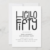 HELLO FIFTY Modern 50. Geburtstag Einladung (Vorderseite)