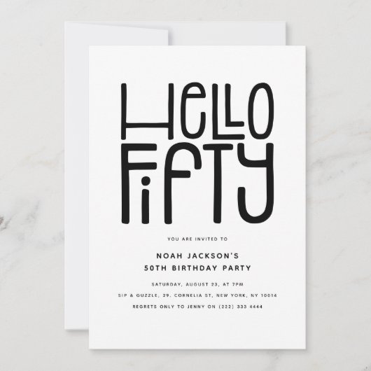HELLO FIFTY Modern 50. Geburtstag Einladung (Vorderseite)