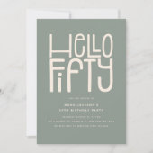HELLO FIFTY Modern 50. Geburtstag Einladung (Vorderseite)
