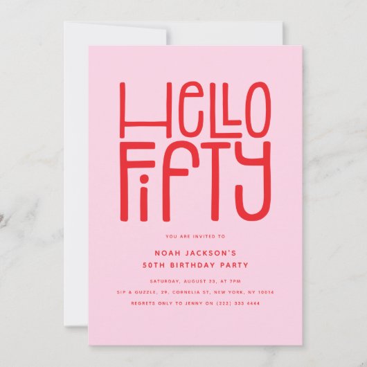 HELLO FIFTY Modern 50. Geburtstag Einladung (Vorderseite)