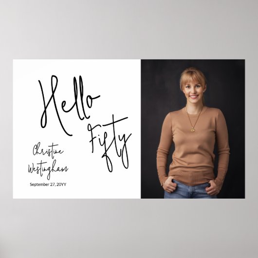 Hello Fifty Photo 50th Birthday Party Poster (Vorne)