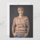 Hello Fifty Photo 50th Fiftieth Birthday Einladung (Vorderseite)